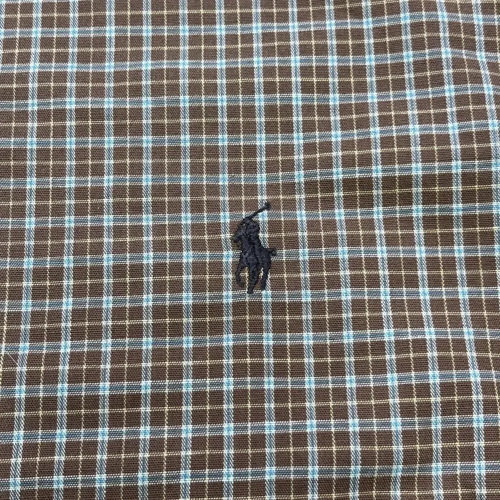 Ralph Lauren Classic Fit Button Down Shirt Men's 2XLT Brown Plaid Check Preppy - Picture 5 of 10